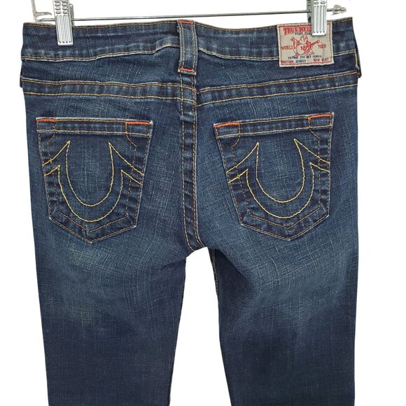 True Religion Women 28 Jeans Dark Low Rise Skinny Stretch Denim Classic Logo - Picture 7 of 13